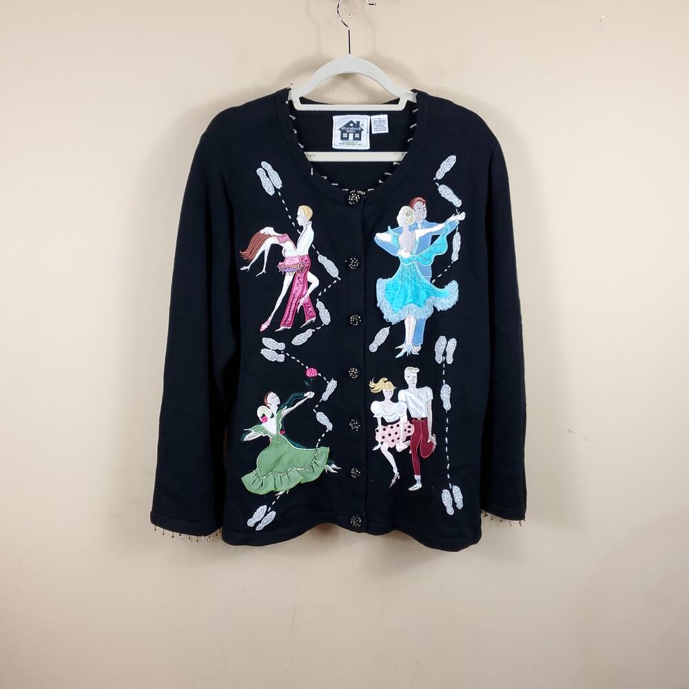 Storybook Knits Black Long Sleeve Cardigan Dancer Size 1X
